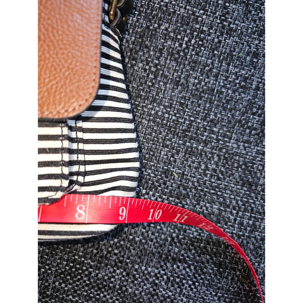 Fossil Crossbody Bag Women Small Brown‎ Black White Striped New Nautical - Picture 4 of 11